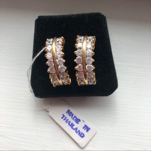 Gold Tone and Faux Diamond J Hoop Style Earrings